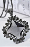 Stylish Long Sweater Chain Gray Glass Crystal Big Pendant Statement Necklace Fashion Jewelry For Women