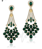 Exclusive Emerald Green Crystal Long Drop Dangle Luxury Fashion Jewelry Earrings - EonShoppee
