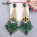 Exclusive Emerald Green Crystal Long Drop Dangle Luxury Fashion Jewelry Earrings - EonShoppee