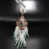 Emerald Green Beads Long Tassel Necklace Stylish Traditional Bollywood Fashion Jewelry