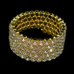 Luxury Fashion Jewelry 5 Row Multi Layer Golden Crystal Adjustable Cuff Bangle Bracelet