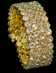 Luxury Fashion Jewelry 5 Row Multi Layer Golden Crystal Adjustable Cuff Bangle Bracelet