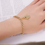 Gold Plated CZ Crystal Evil Eye Chain Bracelet for Women Fashion Jewelry Charm Bracelet