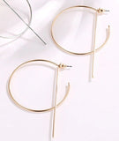 Geometric Golden Round Circle Punk Style Statement Fashion Hoop Earrings for Women