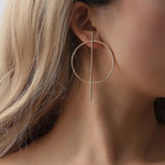 Geometric Golden Round Circle Punk Style Statement Fashion Hoop Earrings for Women