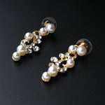 Dazzling Gold Plated Pearl And Shiny Crystal Party Necklace Bridal Wedding Jewelry Set