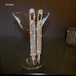 Exquisite Golden Long Tassel Long Drop Crystal Wedding Prom Cocktail Fashion Jewelry Earrings