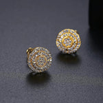 High Quality Gold Plated AAA Cubic Zircon Small Stud Earrings For Women Round Clear CZ Fashion Jewelry Earrings