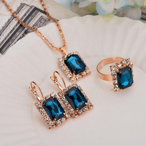 Elegant & Stylish SAPPHIRE BLUE Women Fashion Jewelry Set Wedding Jewelry - EonShoppee