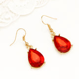 Glamorous Lovely Golden Red Crystal Choker Necklace Punk Style Chunky Statement Fashion Jewelry Set