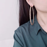 New Exaggerated Big Circle Punk Hoop Earrings For Women Gold Color Chain Clause 70 mm Statement Hoop Earrings