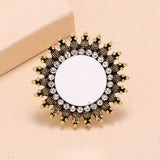 Traditional Oxidized Golden Sun Mirror Adjustable Finger Ring Women Statement Jewelry