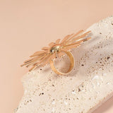 Oversize Golden Metal Flower Adjustable Finger Ring Fashion Jewelry Statement Ring For Women