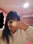 Oversize Golden Metal Flower Adjustable Finger Ring Fashion Jewelry Statement Ring For Women