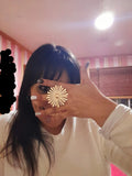 Oversize Golden Metal Flower Adjustable Finger Ring Fashion Jewelry Statement Ring For Women