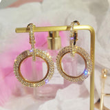 Shinning Full Crystal Studded Golden Round Circle Hoop Luxury Fashion Jewelry Earrings