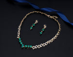 Luxury Golden Green High Quality Crystal Necklace & Earrings Wedding Bridal Fashion Jewelry Set