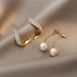 Shiny Golden Crystal Pearl Pendant Drop Long Tassel Elegant Fashion Jewelry Earrings