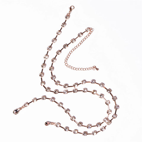 Luxury Rose Gold Long Sweater Chain Pendant Statement Fashion Jewelry Necklace for Women