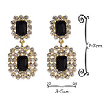 Golden Black High Quality Crystal Stunning Drop Dangle Big Trendy Fashion Jewelry Statement Earrings