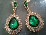 High Quality Emerald Green Crystal Drop Dangle Evening Fashion Jewelry Statement Earrings