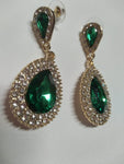 High Quality Emerald Green Crystal Drop Dangle Evening Fashion Jewelry Statement Earrings