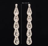 Long Geometric Silver Crystal Fashion Jewelry Cocktail Earrings For Women - EonShoppee