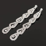 Long Geometric Silver Crystal Fashion Jewelry Cocktail Earrings For Women - EonShoppee