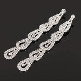 Long Geometric Silver Crystal Fashion Jewelry Cocktail Earrings For Women - EonShoppee