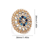 Luxury Fashion Statement Kundan Pearl Flower Big Adjustable Traditional Finger Ring For Women