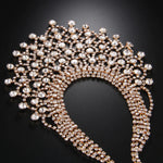 Sparkling Golden Crystal Wedding Bridesmaid Bridal Prom Dress Necklace & Earrings Big Elegant Jewelry Set
