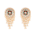 Exaggerated Ethnic Style Kundan Pearl Drop Big Stud Earrings Traditional Indian Jewelry