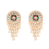 Exaggerated Ethnic Style Kundan Pearl Drop Big Stud Earrings Traditional Indian Jewelry