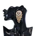 Exaggerated Ethnic Style Kundan Pearl Drop Big Stud Earrings Traditional Indian Jewelry