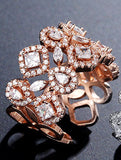 Super Elegant Rose Gold CZ Luxurious Adjustable Band Wedding Engagement Fashion Jewelry Finger Ring