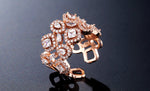 Super Elegant Rose Gold CZ Luxurious Adjustable Band Wedding Engagement Fashion Jewelry Finger Ring