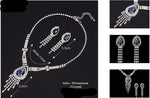 Elegant Silver Blue Shiny Crystal Chain Necklace Set Women Bridal Wedding Jewelry