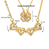 Trendy Golden 2 Way Magnetic Openable Heart Shaped Clavicle Chain Pendant Charm Necklace