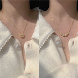 Trendy Golden 2 Way Magnetic Openable Heart Shaped Clavicle Chain Pendant Charm Necklace