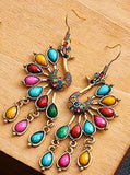 Gorgeous Multi Color Carved Peacock Jhumka Style Drop Dangle Fashion Jewelry Earrings - EonShoppee