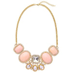 Trendy Golden Peach Crystal Big Chunky Statement Fashion Jewelry Necklace For Women