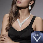 Stunning PEARL Rhinestone Crystal Gorgeous Silver Bridal Wedding Dress Women Fashion Jewelry Set