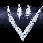 Stunning PEARL Rhinestone Crystal Gorgeous Silver Bridal Wedding Dress Women Fashion Jewelry Set