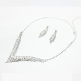 Stunning PEARL Rhinestone Crystal Gorgeous Silver Bridal Wedding Dress Women Fashion Jewelry Set