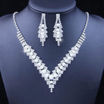 Stunning PEARL Rhinestone Crystal Gorgeous Silver Bridal Wedding Dress Women Fashion Jewelry Set