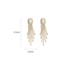 Shiny CZ Golden Crystal Big Pearl Long Tassel Luxury Drop Earrings Fashion Jewelry Accessory for Women