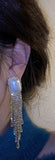 Shiny CZ Golden Crystal Big Pearl Long Tassel Luxury Drop Earrings Fashion Jewelry Accessory for Women