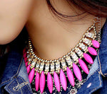 Exquisite Tassel Crystal Chunky Choker Statement Bib Maxi Fashion Jewelry Necklace - EonShoppee