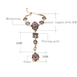 Luxurious Antique Gold Wine Color Designer Bracelet And Finger Ring Fashion Jewelry For Women
