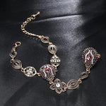 Luxurious Antique Gold Wine Color Designer Bracelet And Finger Ring Fashion Jewelry For Women